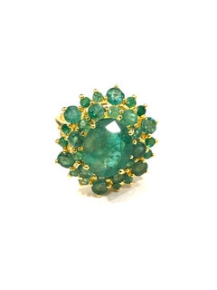 Bochic "Orient" Vintage sambischen Smaragd Ring Set in 18K Gelbgold & Silber