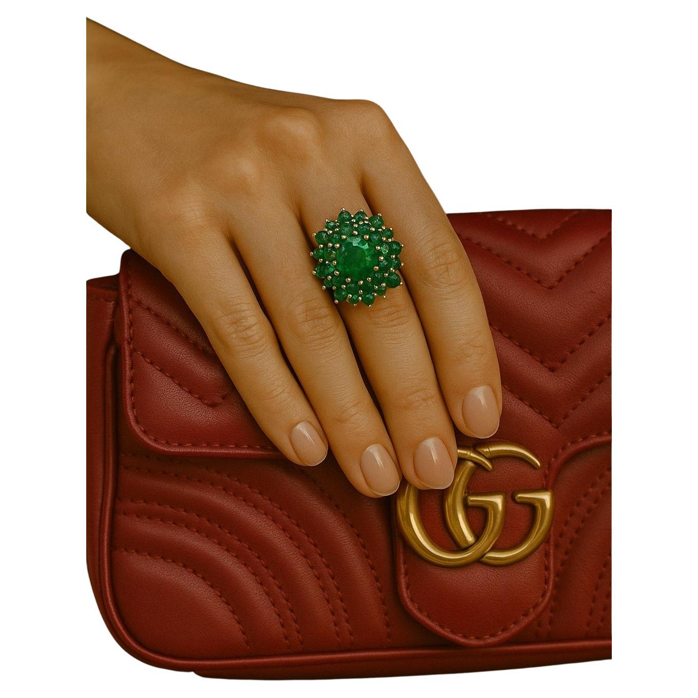 Bochic "Orient" Vintage sambischen Smaragd Ring Set in 18K Gelbgold & Silber im Angebot