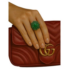 Bochic "Orient" Vintage Zambian Emerald Ring Set In 18K Yellow Gold & Silver