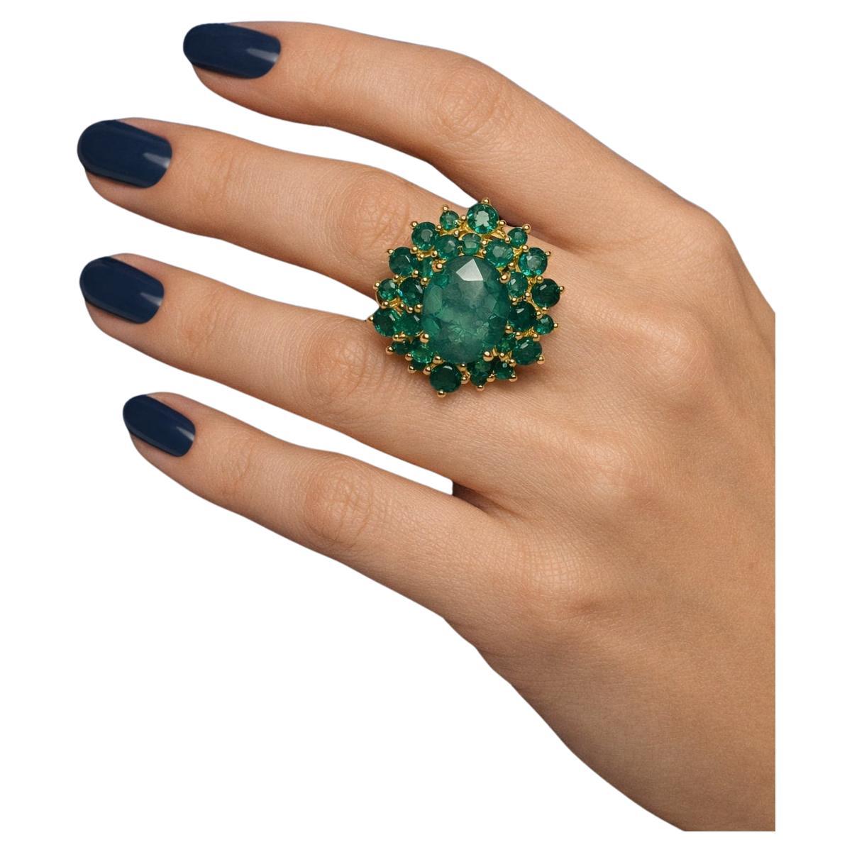Bochic “Orient” Vintage Zambian Emerald Ring Set In 18K Yellow Gold
Silver