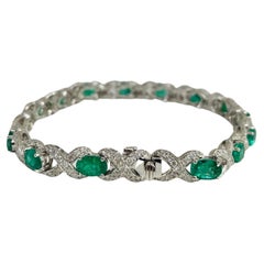 Bochic Oval Natural Emeralds & Diamonds Set In 18K Gold  