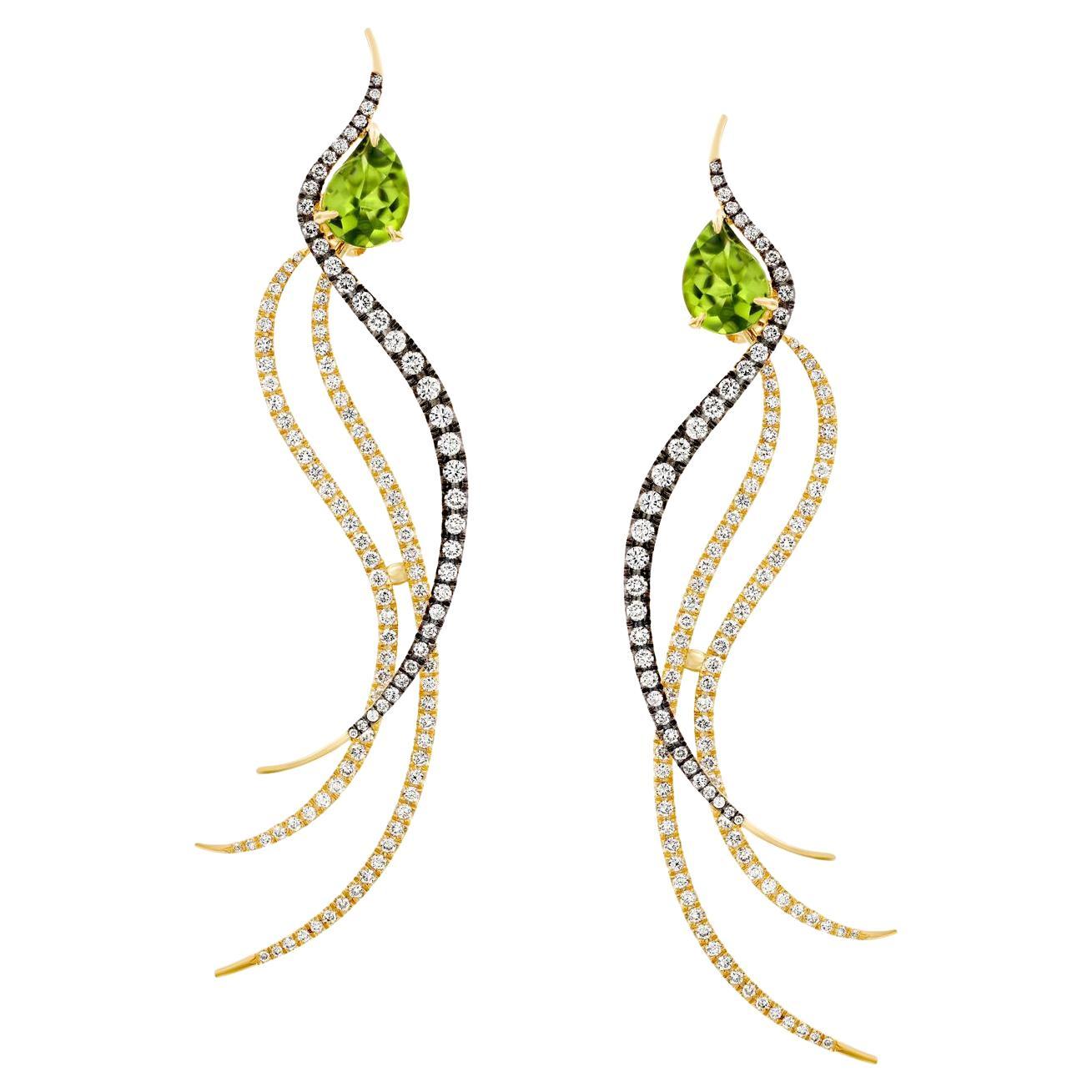 Cassandra Goad Riviere Double Peridot and Diamond Earrings For Sale at ...