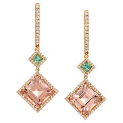 Bochic Pink Emerald and Morganite Drop Earrings 
