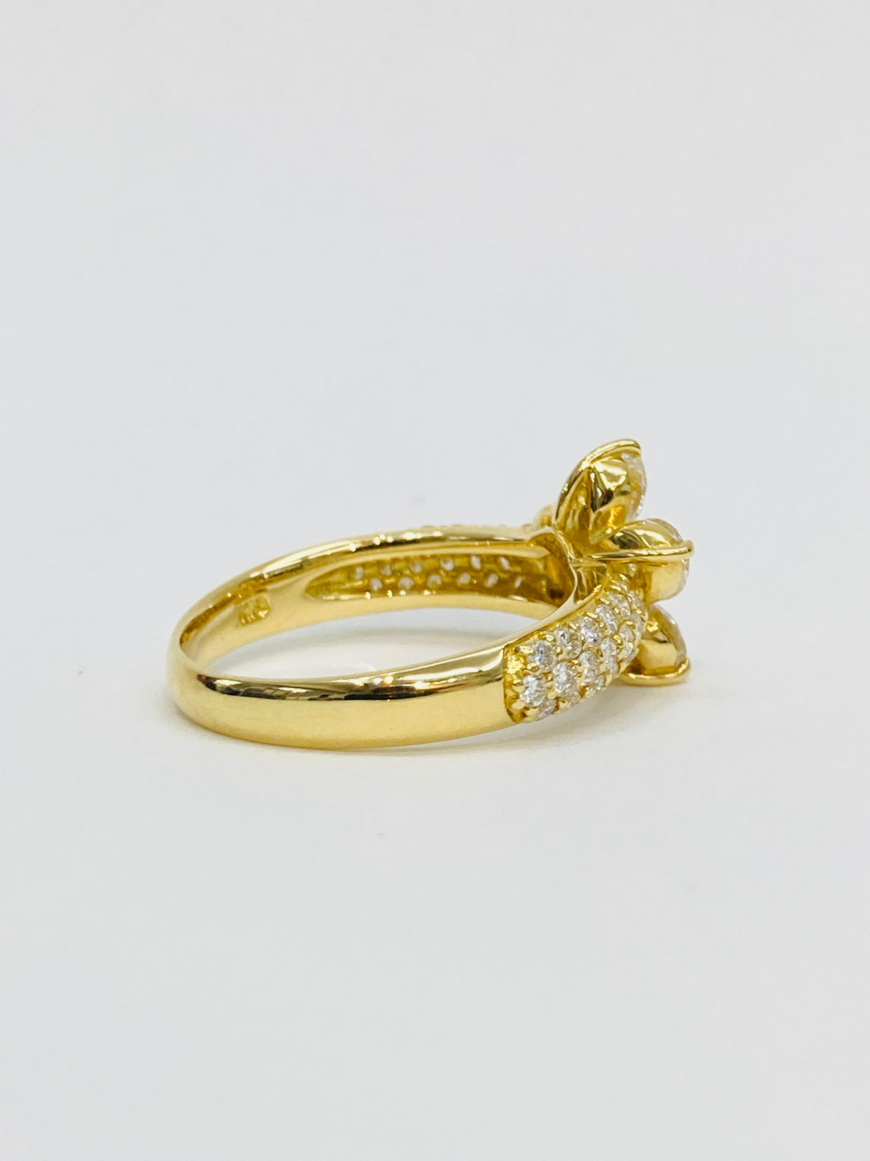 Bochic “Retro Vintage” 18K Gold & Multi Round & Marquee Diamond Cluster Ring For Sale 2
