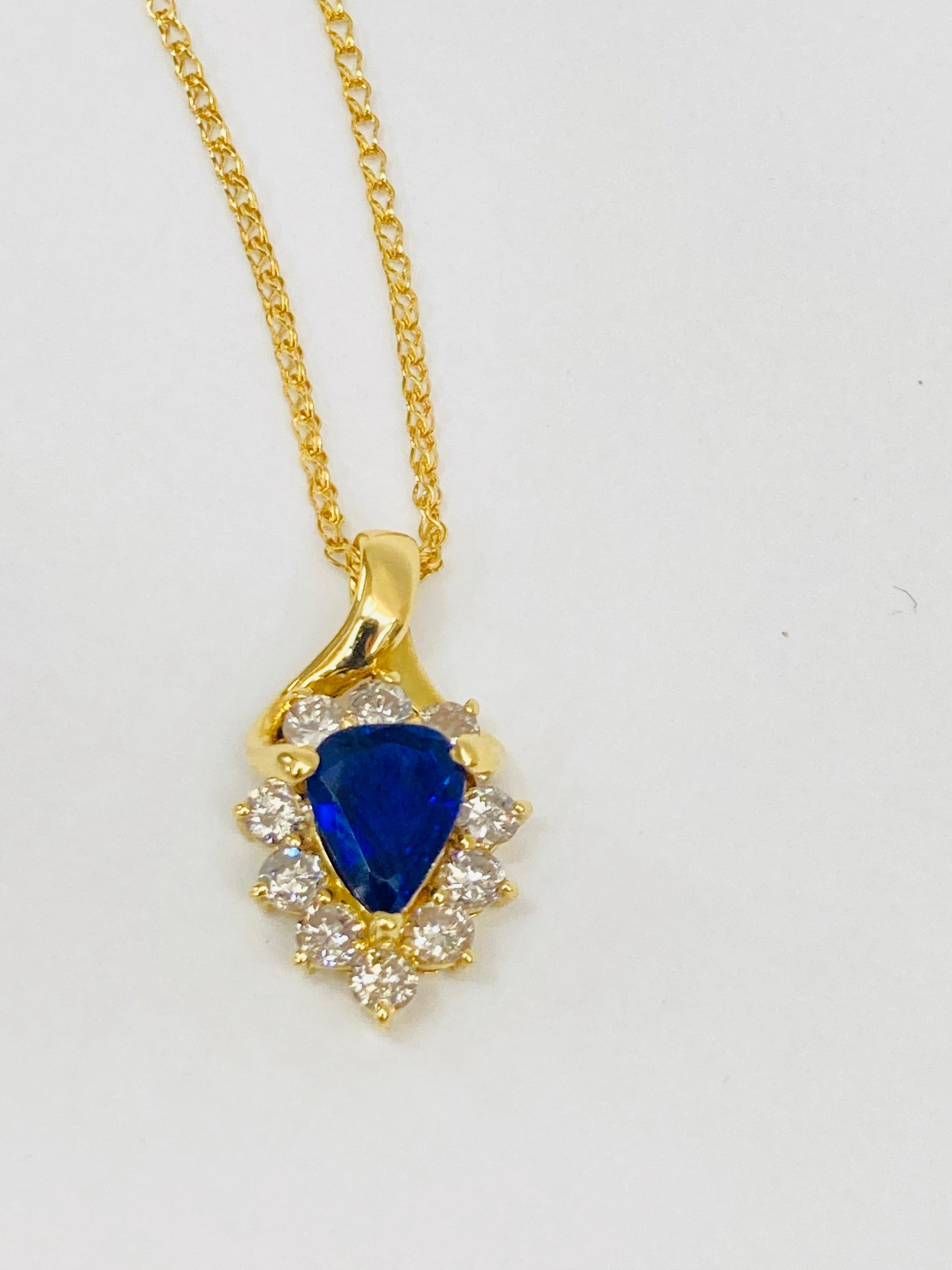 Bochic Retro Vintage Cluster-Halsband aus 18 Karat Gold mit blauem Saphir und Diamanten  Damen im Angebot