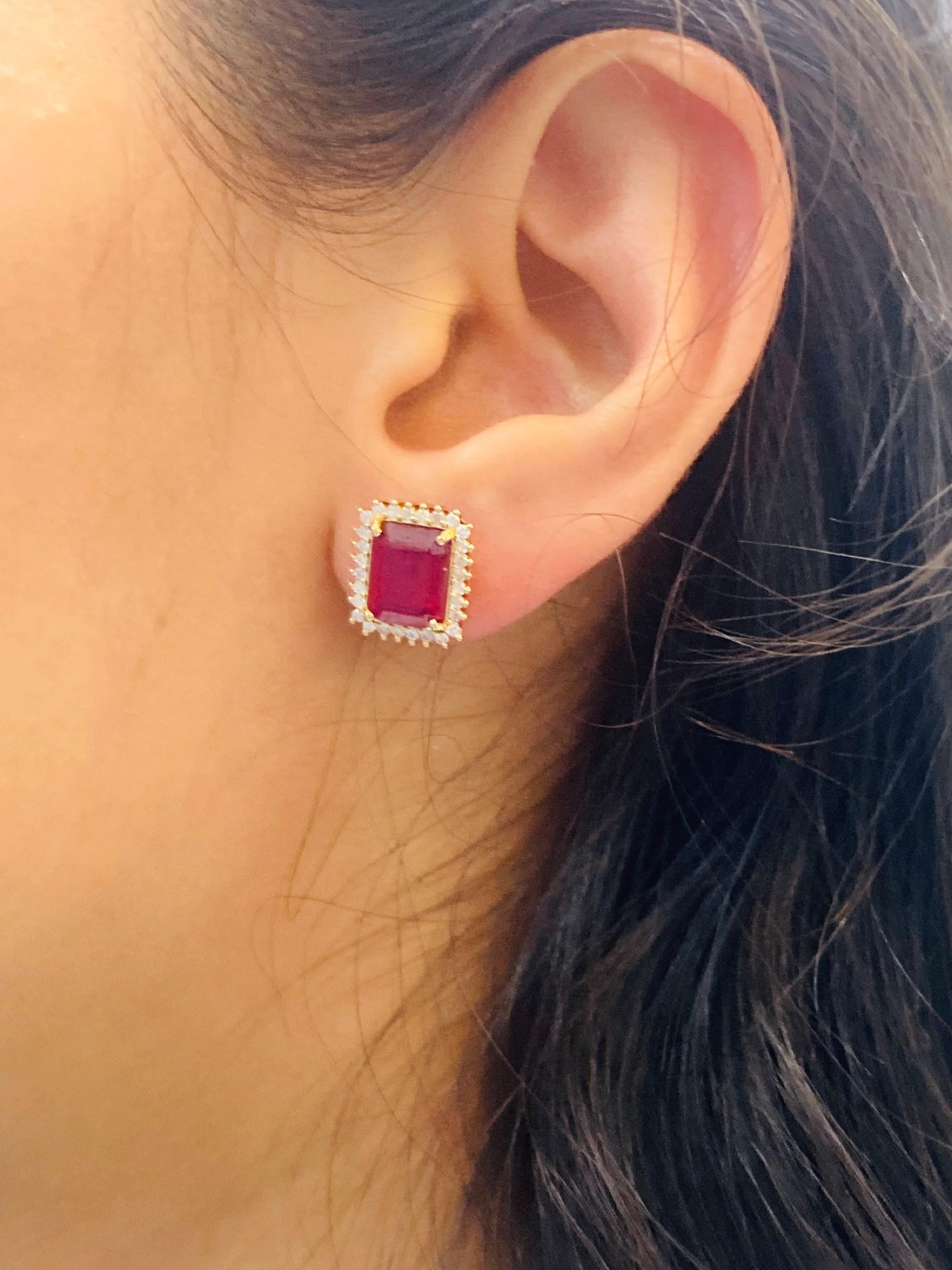 Bochic “Retro Vintage” Diamond & Ruby Retro Set, Earrings & Pendent In 18K Gold 
Natural Red Hot Rubies - 10.60
Diamonds 0.55 Carat 
F color 
VS clarity 
18K Yellow Gold
6.20 Gram

This Pendent and Earrings Set is from the 