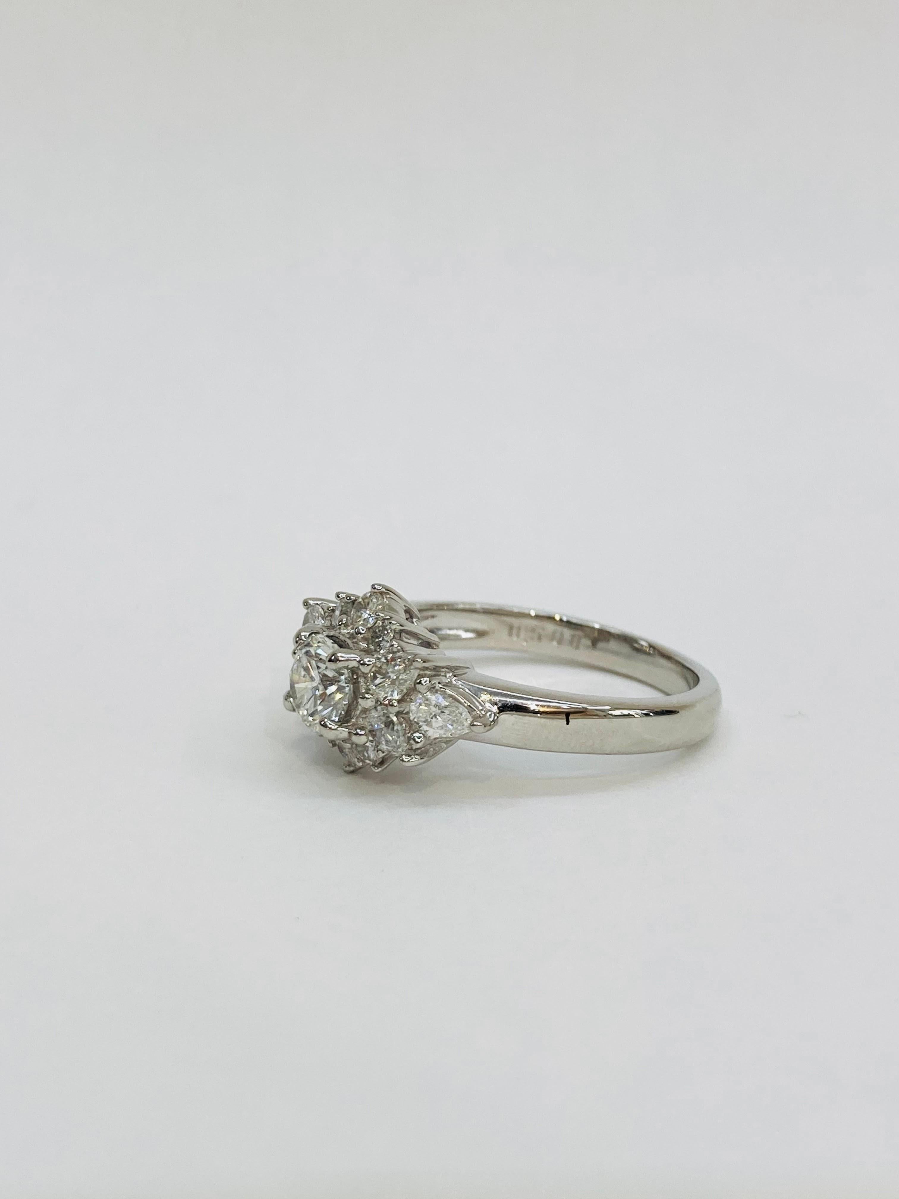 Round Cut Bochic “Retro Vintage” Platinum & Multi Round Diamond Cluster Ring For Sale