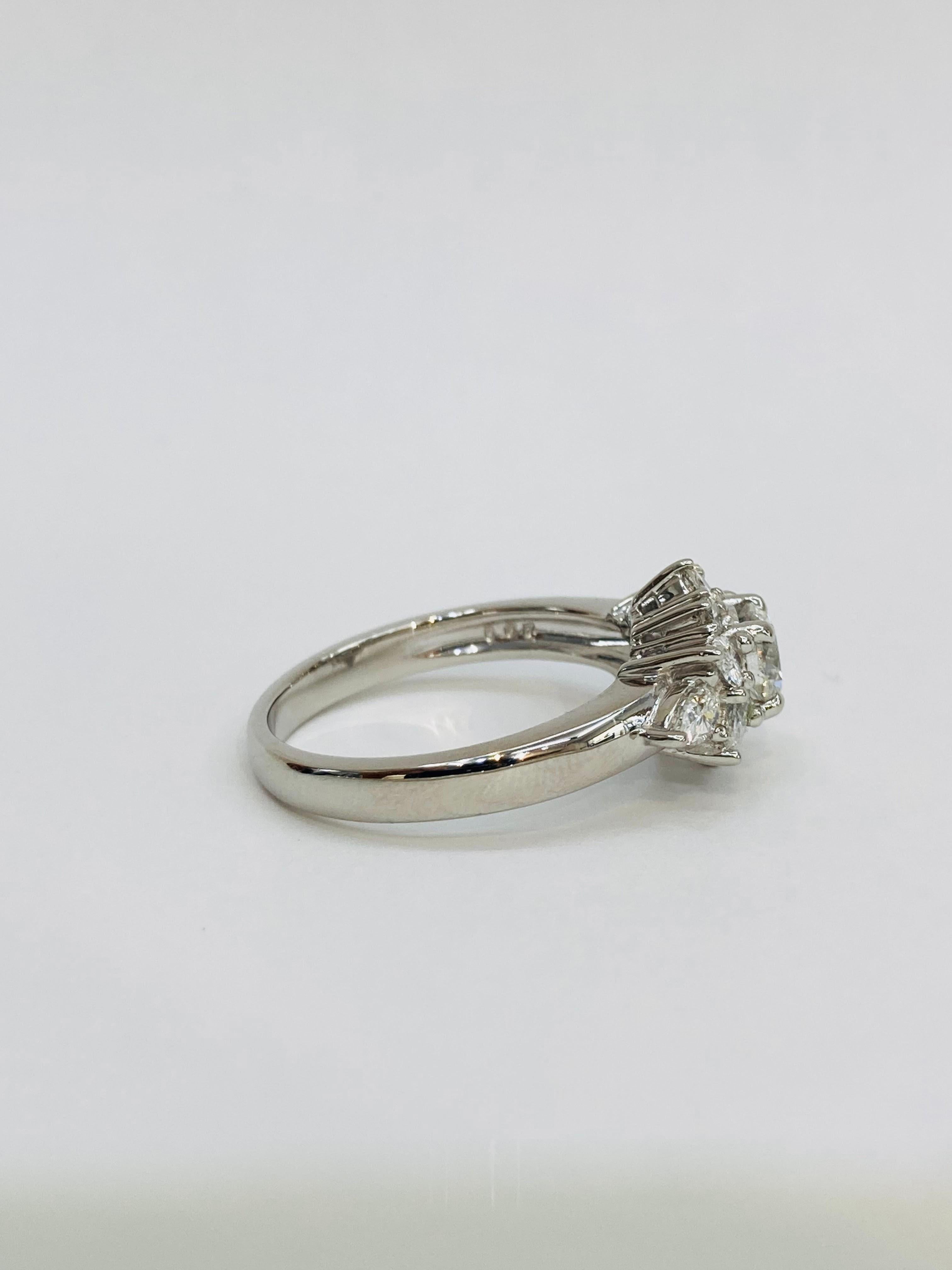 Bochic “Retro Vintage” Platinum & Multi Round Diamond Cluster Ring For Sale 1