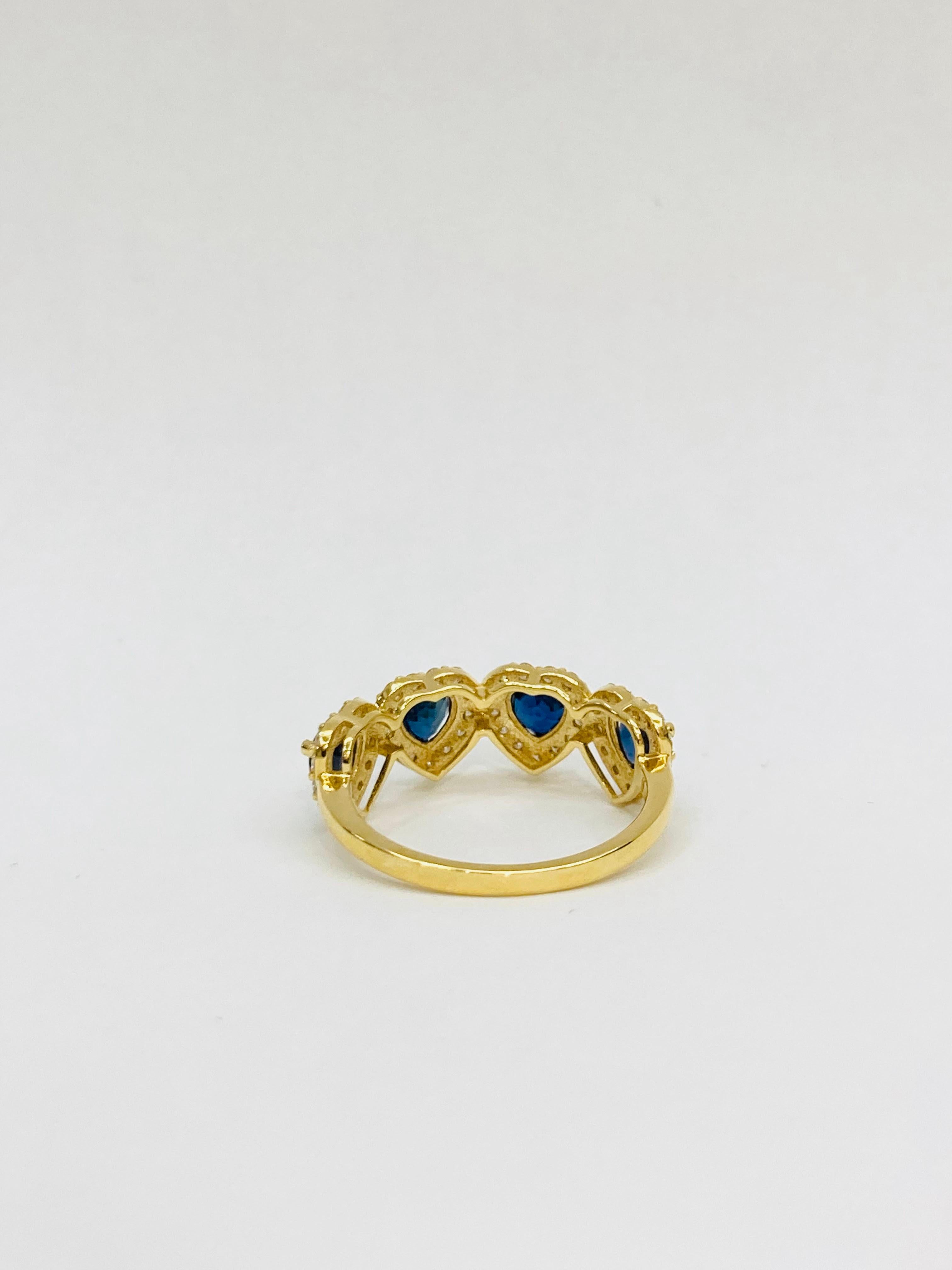 Heart Cut Bochic “Retro Vintage” Sapphire & Diamond  18K Gold & Eternity Cluster Ring. For Sale