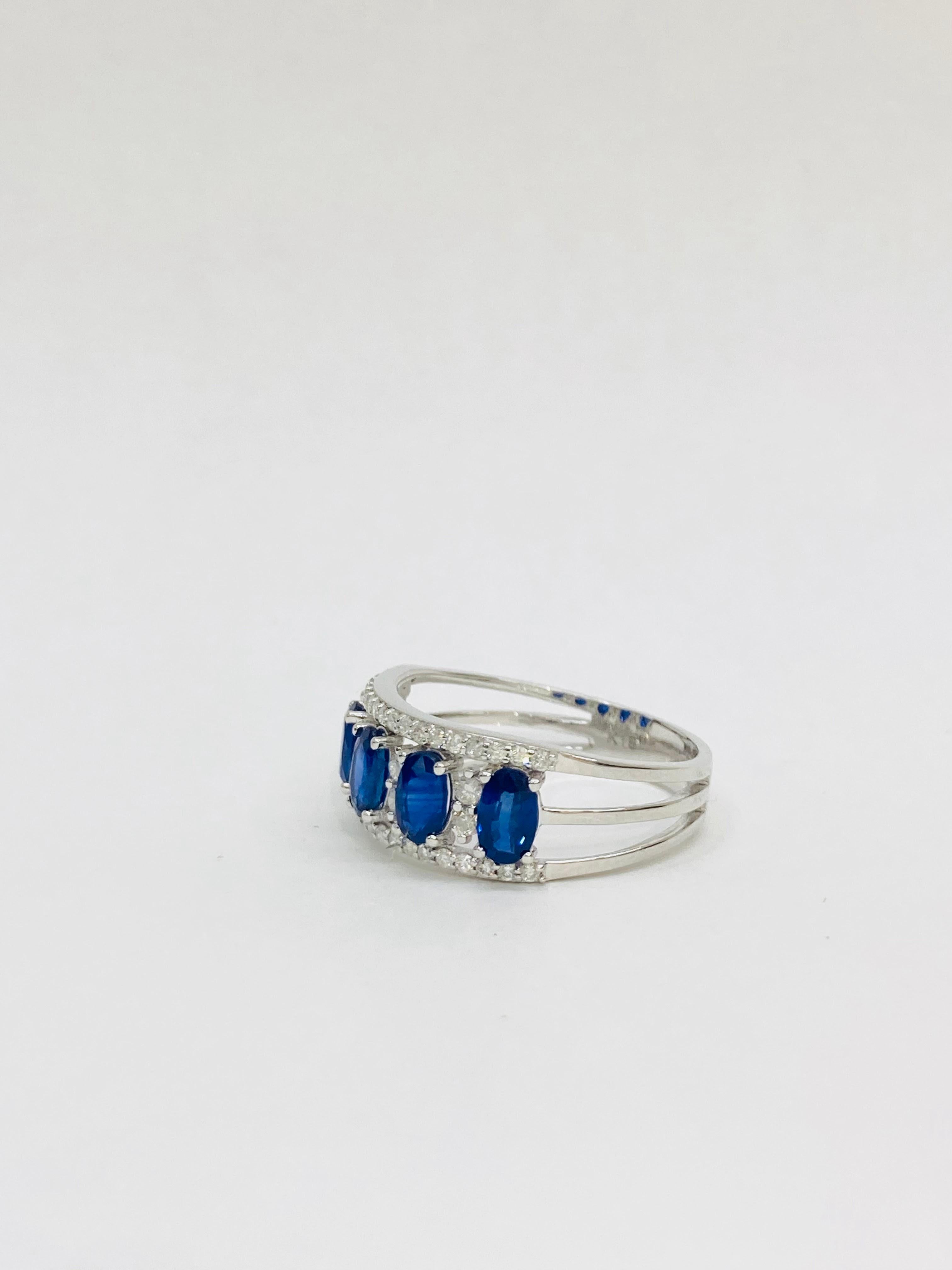 Bochic Retro Vintage Saphir & Diamant  18 Karat Gold & Eternity Cluster-Ring. im Zustand „Hervorragend“ im Angebot in New York, NY