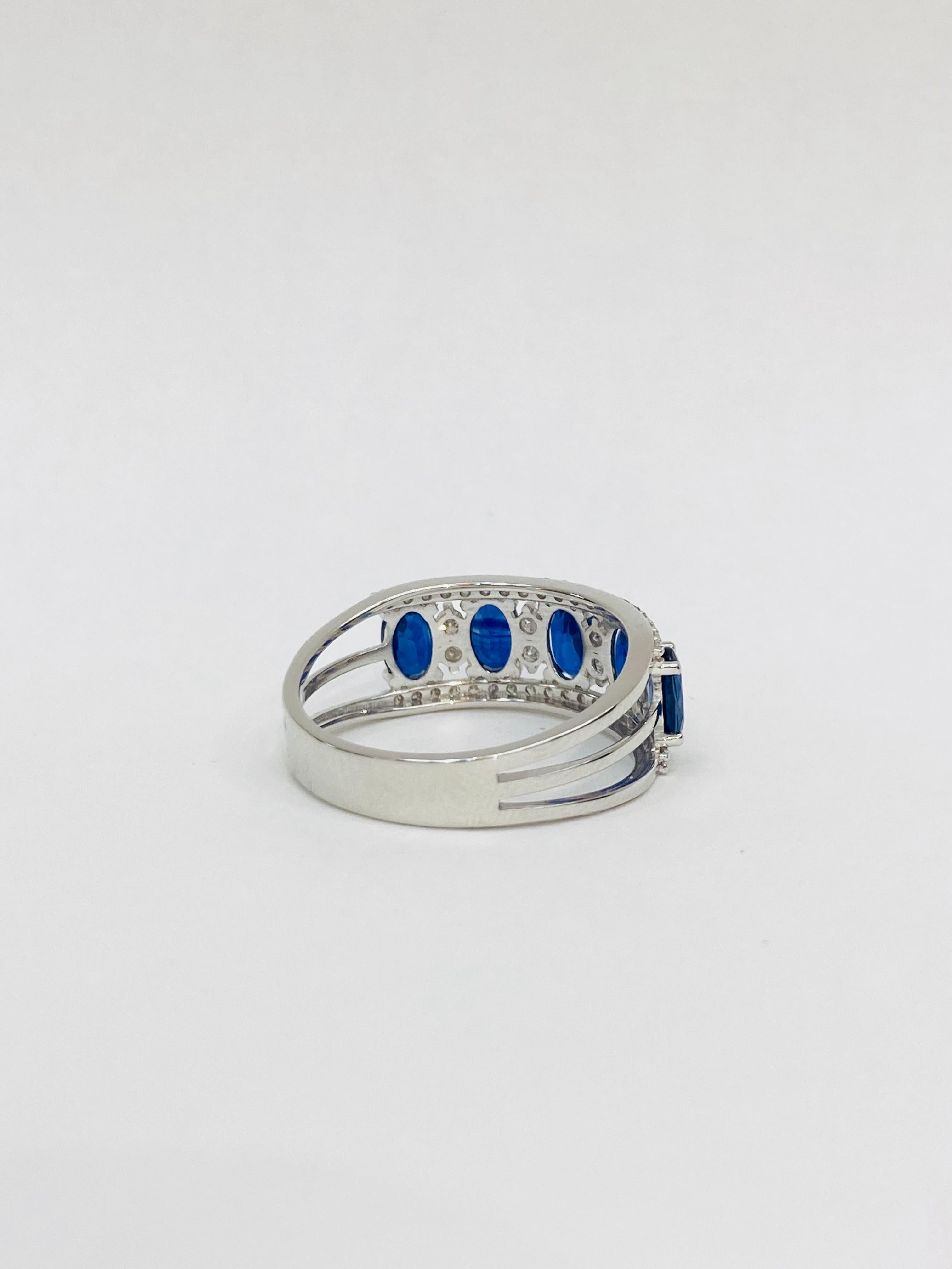 Bochic Retro Vintage Saphir & Diamant  18 Karat Gold & Eternity Cluster-Ring. Damen im Angebot