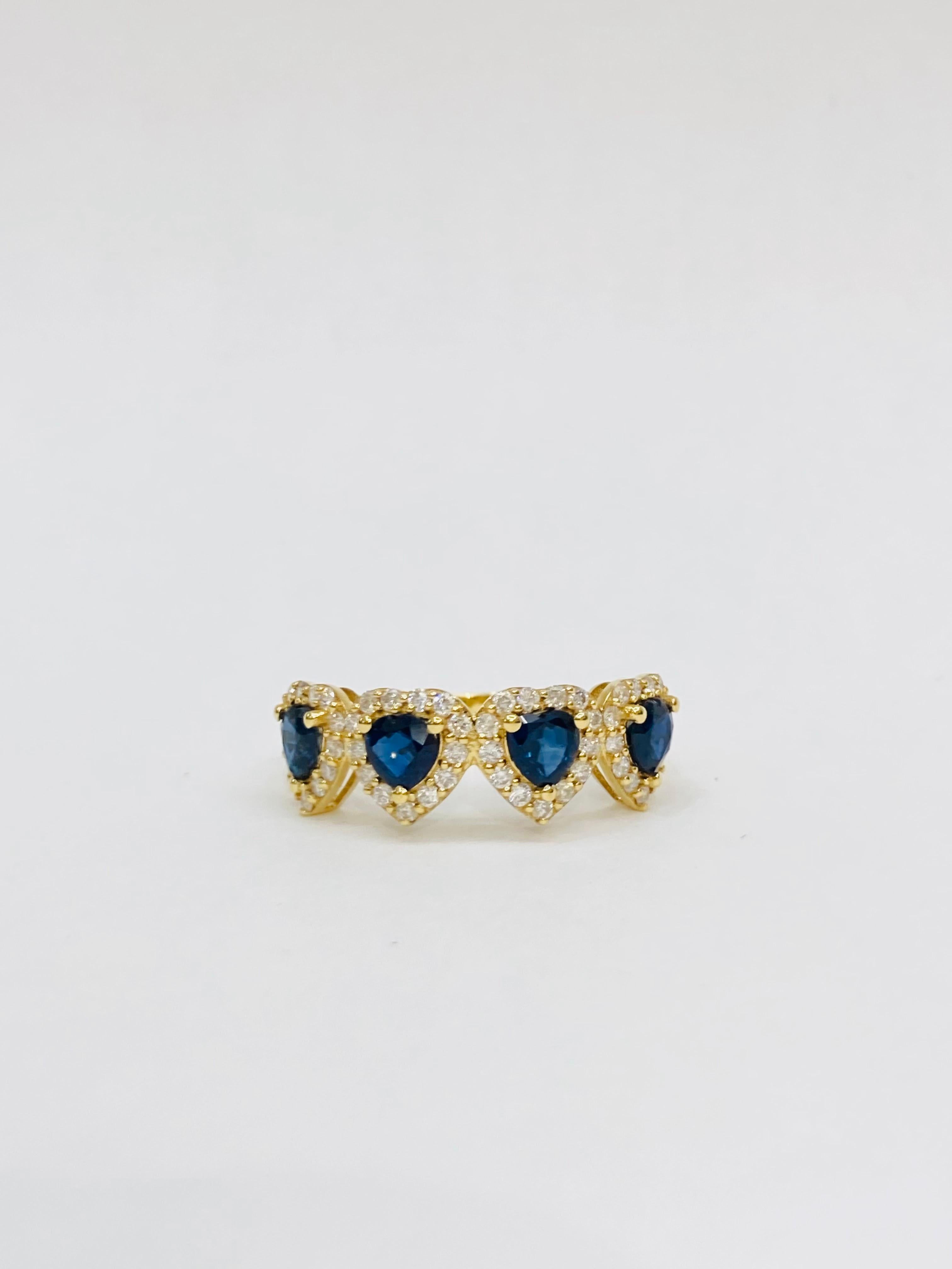 Women's or Men's Bochic “Retro Vintage” Sapphire & Diamond  18K Gold & Eternity Cluster Ring. For Sale