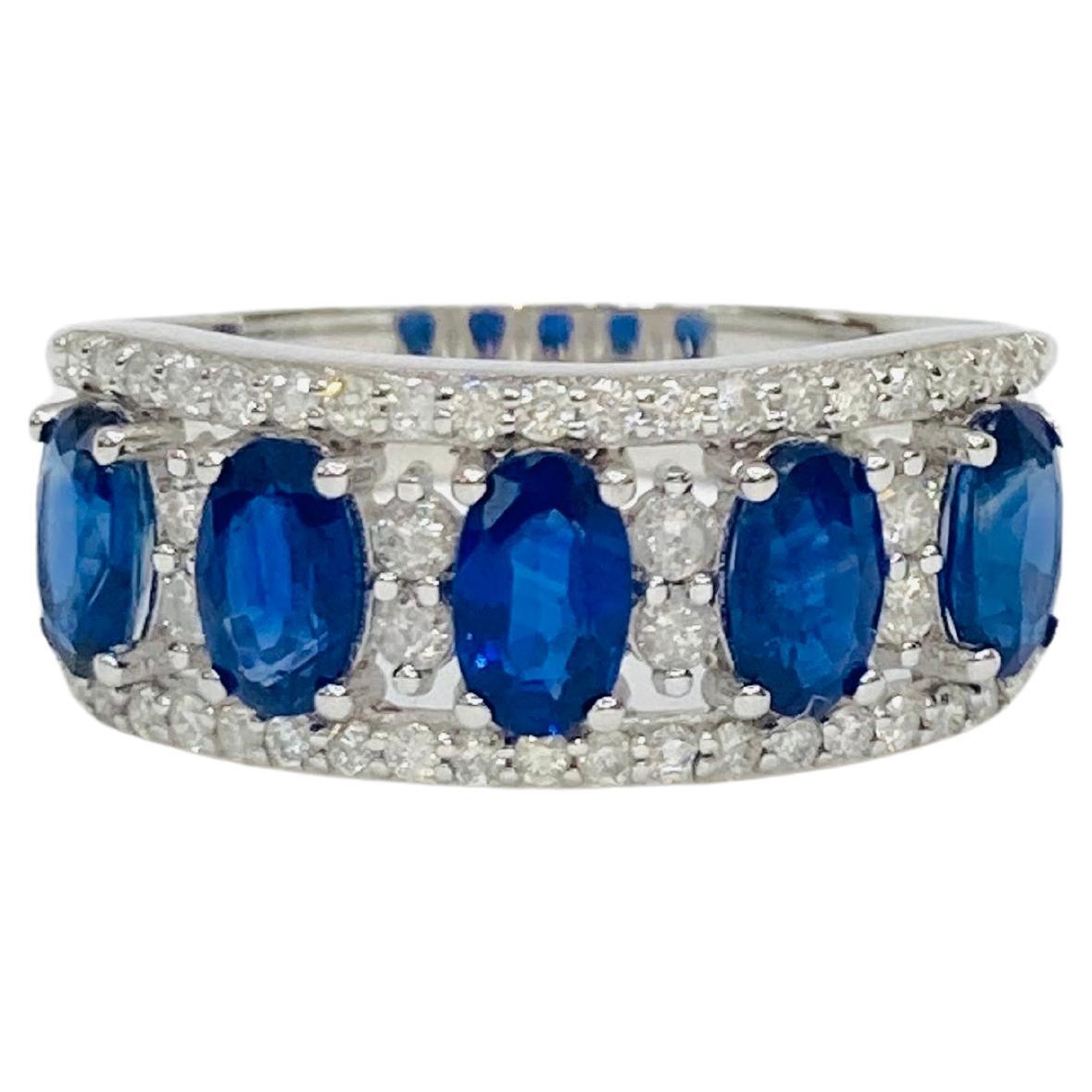 Bochic “Retro Vintage” Sapphire & Diamond  18K Gold & Eternity Cluster Ring.