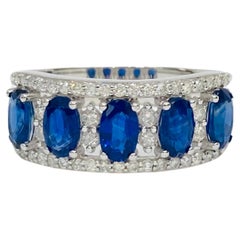 Bochic “Antique Vintage” Sapphire & Diamond  18K Gold & Eternity Cluster Ring.