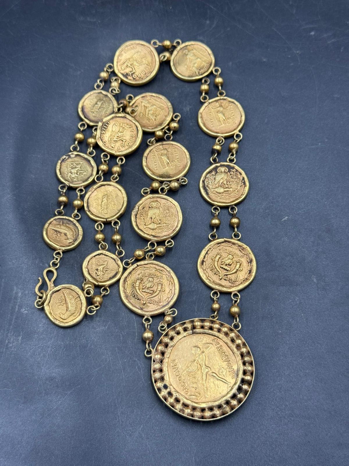 Romano classico Set di collane di monete in oro puro Bochic 
