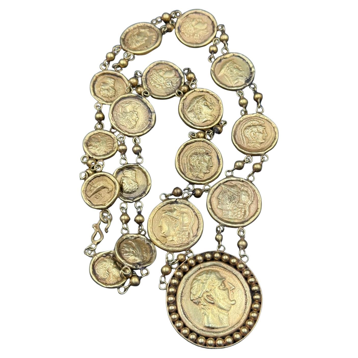 Bochic “Roman” Antic Roman Pure Gold Coin Necklace Set 18K Gold