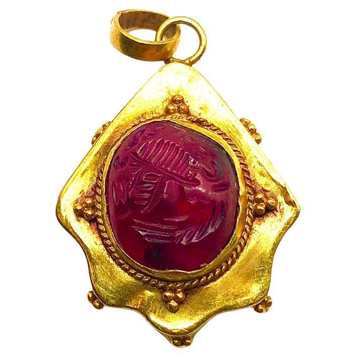 Collar Colgante Bochic "Roman" Antic Roman Oro Puro Viejo Garant En Oro 18K