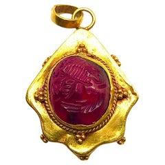 Bochic “Roman” Antic Roman Pure Gold Old Garant Pendant Necklace In 18K Gold