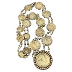 Bochic "Roman" Vintage Roman Pure Gold Coin Necklace Set 18K Gold