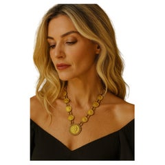 Bochic “Roman” Vintage Roman Pure Gold Coin Necklace Set 18K Gold