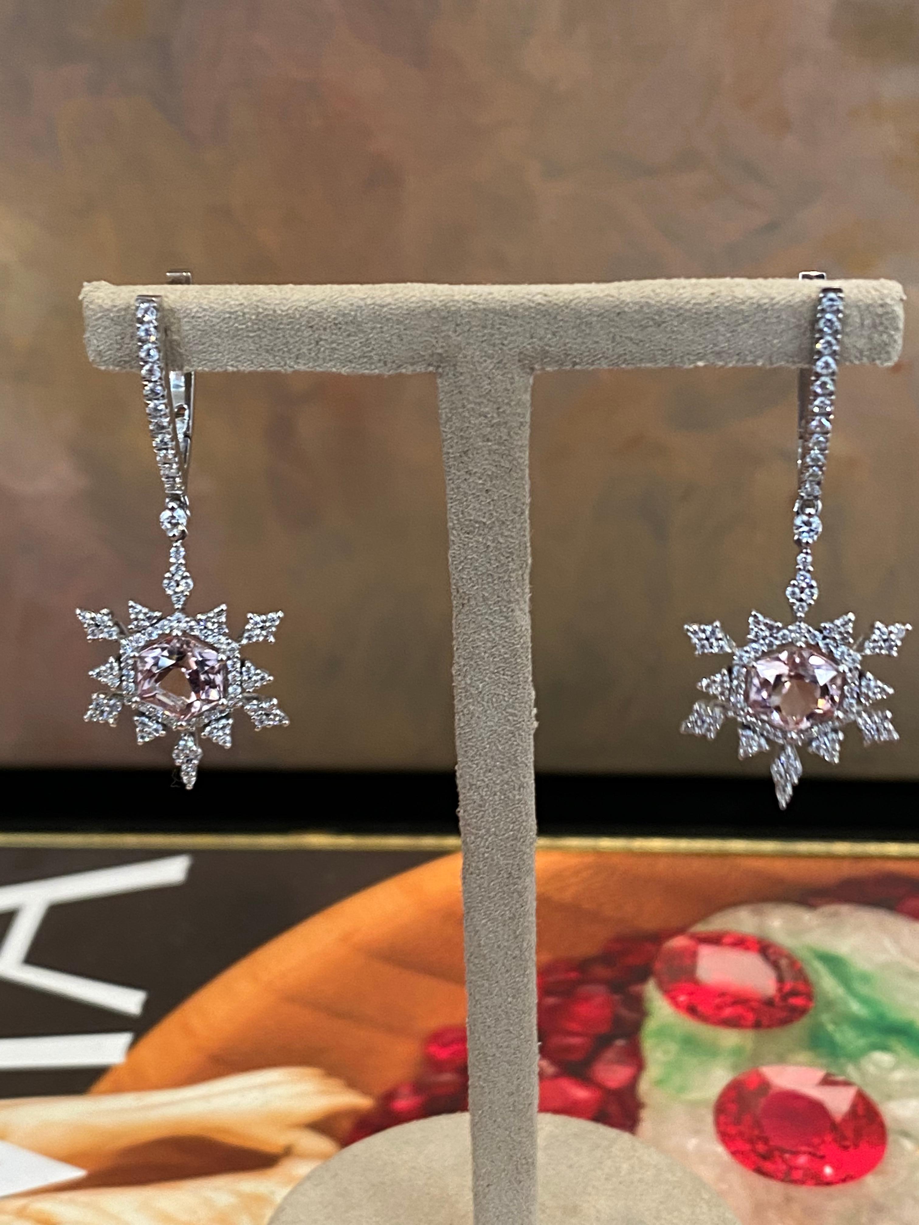 pink snowflake earrings