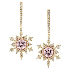 Bochic Rose Pink Tourmaline Snowflake Earrings