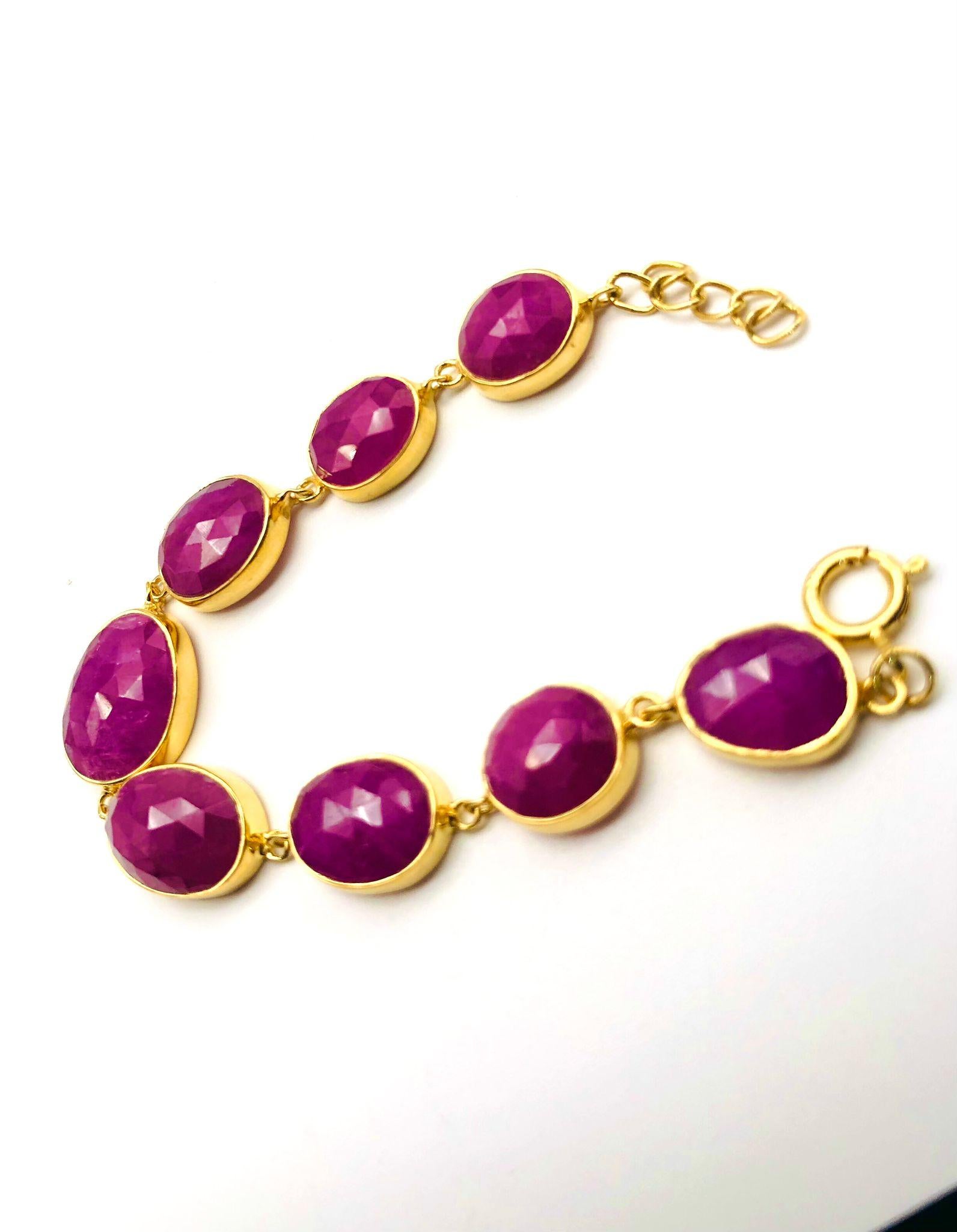 Antique Cushion Cut Bochic “Rough Cut” Natural Red African Rubies Set In 18K Gold & Silver For Sale