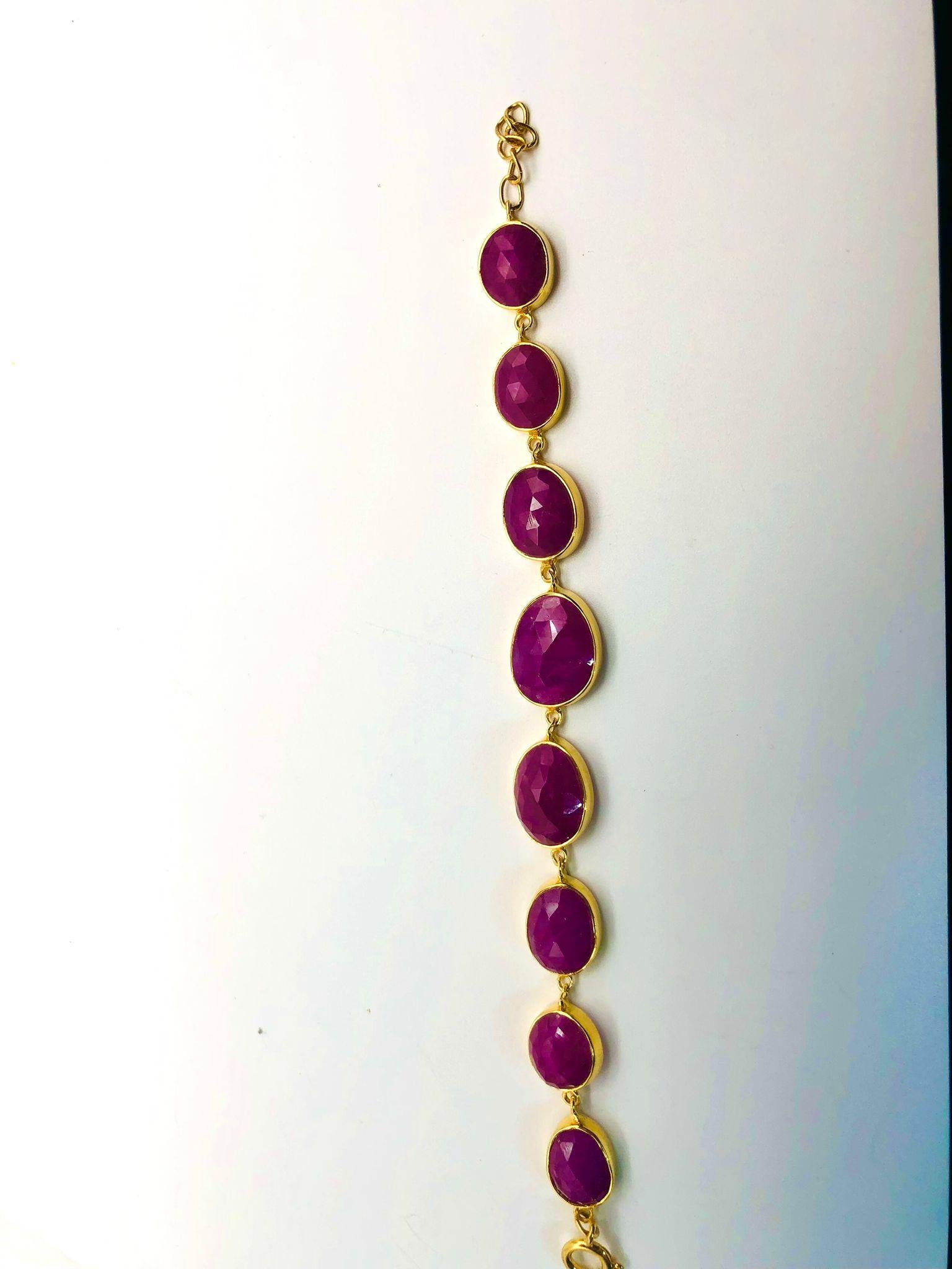 Bochic “Rough Cut” Natural Red African Rubies Set In 18K Gold & Silver For Sale 1