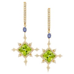 Bochic Snowflakes Diamond and Peridot Earrings 