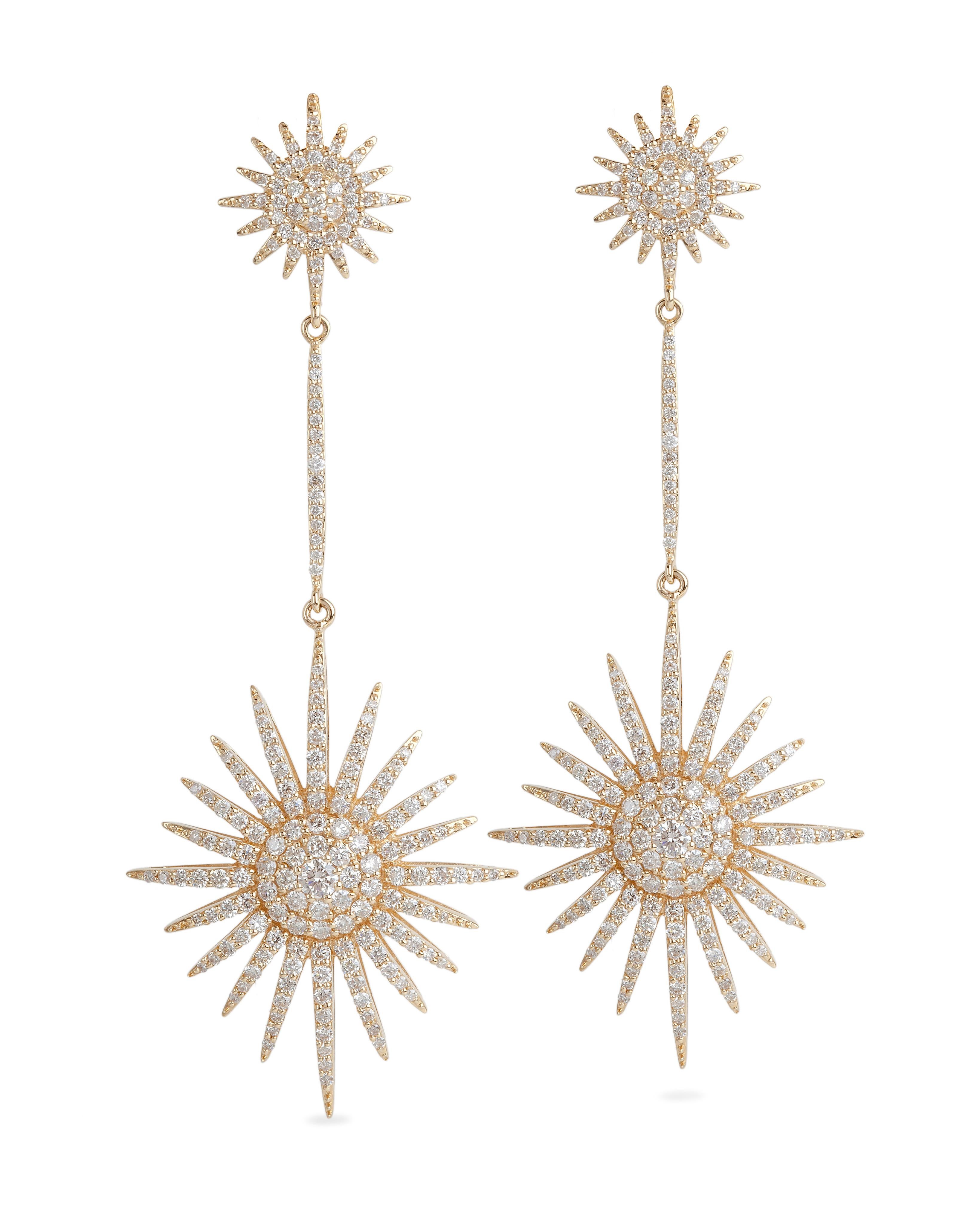 Bochic Starburst Diamond Earrings In New Condition For Sale In New York, NY