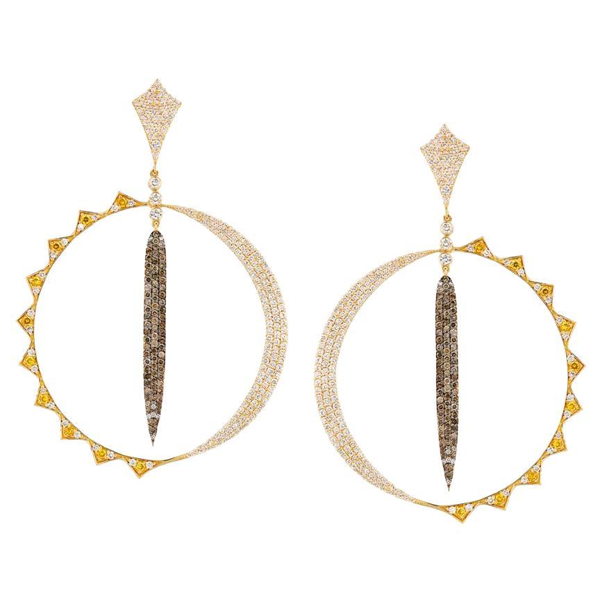 Bochic Sun and Moon Diamond Earrings