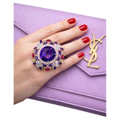Bochic Vintage 7,50ct Amethyst Rubin Multi-Gem Cocktail Ring in Gold