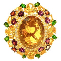 Anillo de Cóctel Bochic Vintage 7ct Citrino Limón Multi-Gemas y Diamantes en Oro de 18K