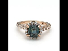 Bochic "Vintage" Bague Halo en or rose 18 carats saphir bleu fantaisie et diamant