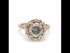 Bochic “Vintage” Fancy Chocolate, Greenish Diamond 18K Rose Gold Halo Ring