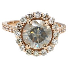 Anello a raggiera in oro rosa 18 carati con diamante verdastro e cioccolato fantasia "Vintage" di Bochic