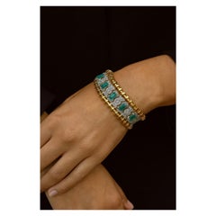 Bochic "Vintage Retro" Diamanten & Smaragde  Armband aus 18K Gold  & Silber