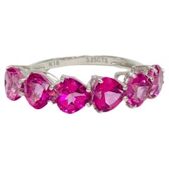 Bochic “Vintage Retro” Eternity 18K Gold & Heart Shape Hot Pink Topaz Ring