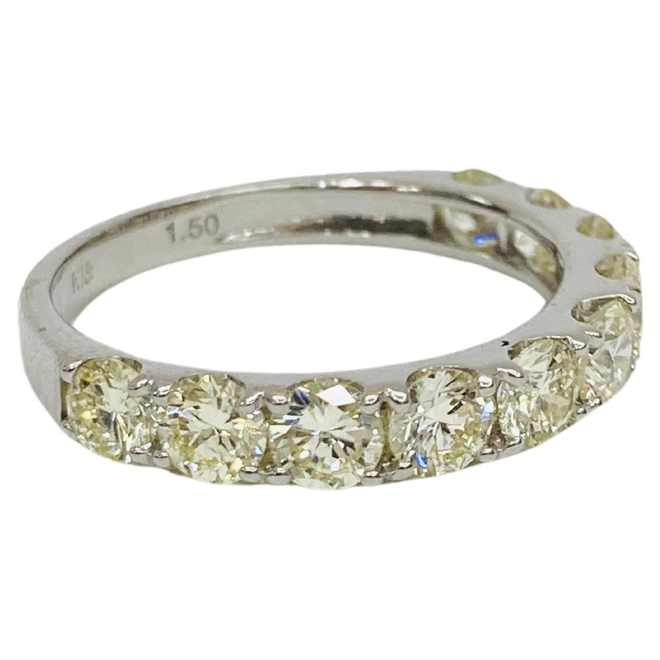 Bochic “Vintage Retro” Eternity 18K Gold & Round Shape Diamonds Ring  For Sale