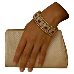 Bochic “Vintage Retro” Natural Rubies & Diamonds Set In 18K Gold & Silver