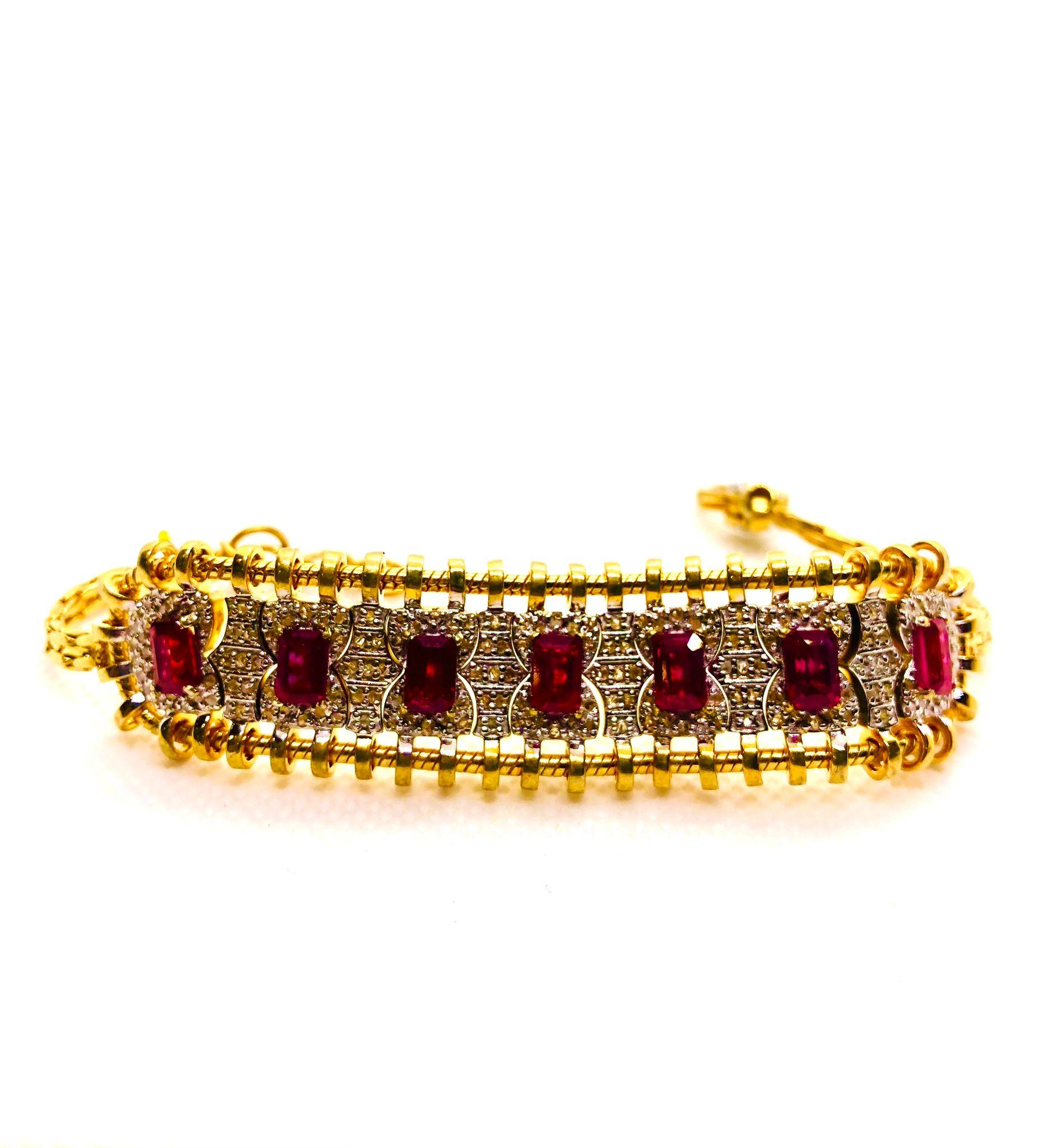 Bochic “Vintage Retro” Natural Rubies from Africa & Diamonds Set In 18K Gold & S For Sale 5