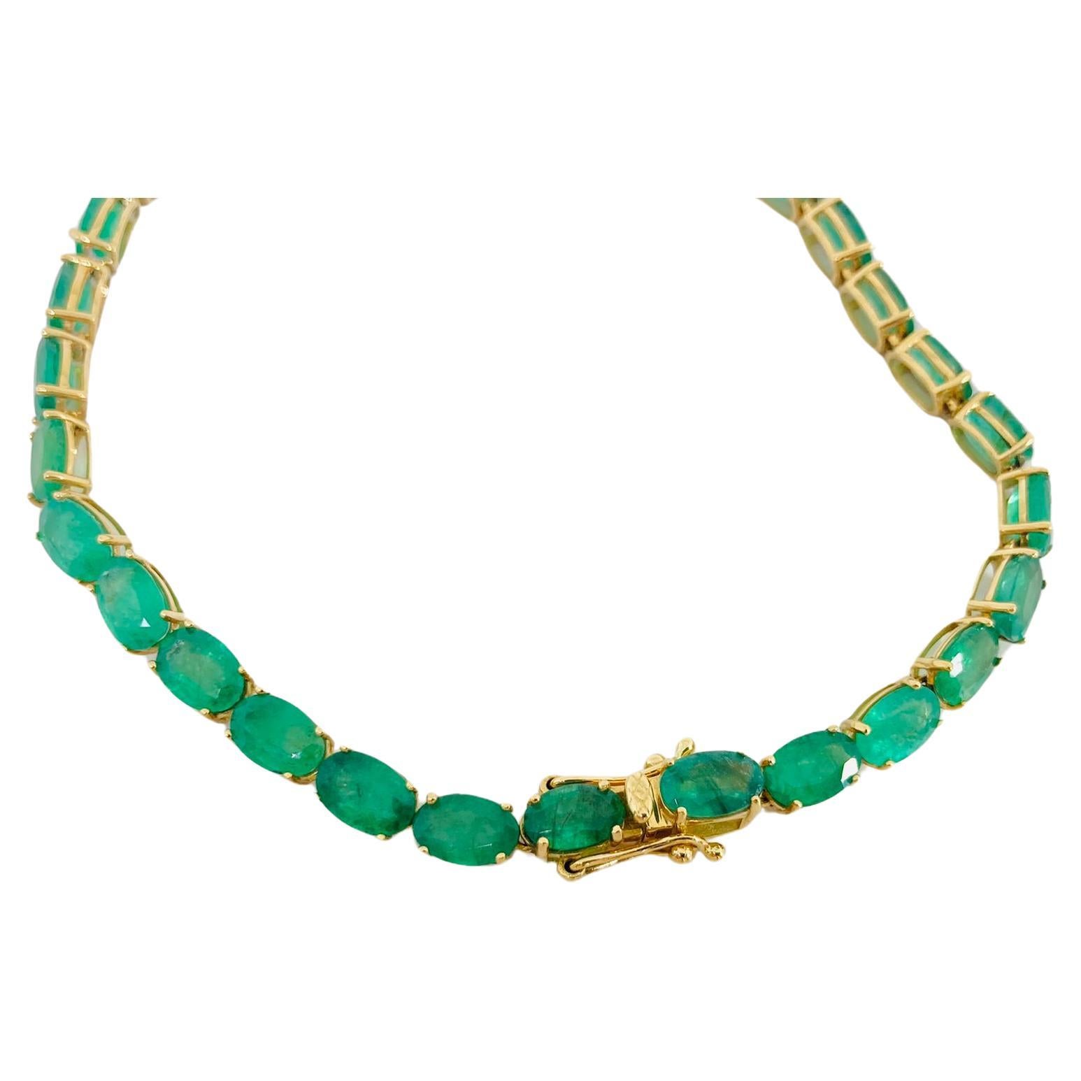 Women's or Men's Bochic “Vintage Retro” Oval Natural Emeralds from Zambia Set In 18K Gold   For Sale