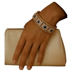 Bochic "Vintage Retro" Saphirs Naturels Ovales et Diamants Sertis en Or 18K et Silve