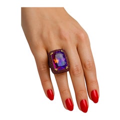 Bochic Vintage Ruby & Amethyst Cocktail Ring, 18K Gold & Silver, 1990