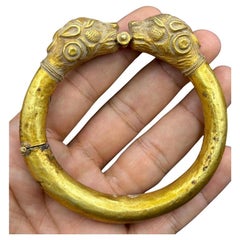 Bochic “Vintage” Solid 18K Gold Lion Bangle, Original, Origin Afghanistan