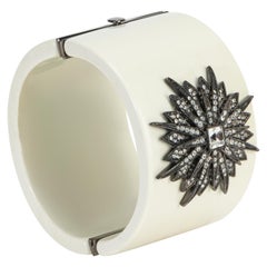Bochic Vintage White Backlite Cuff with White Topaz, Red carpet Sample