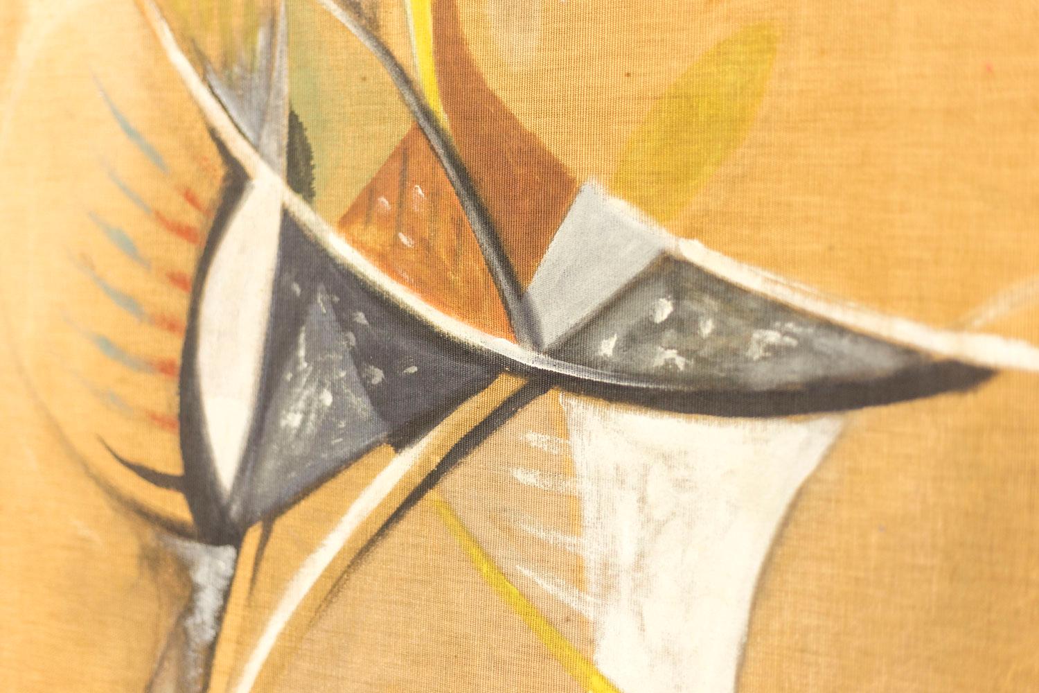 French Bocian, Abstract Composition, Mixed Technique on Canvas, 1949