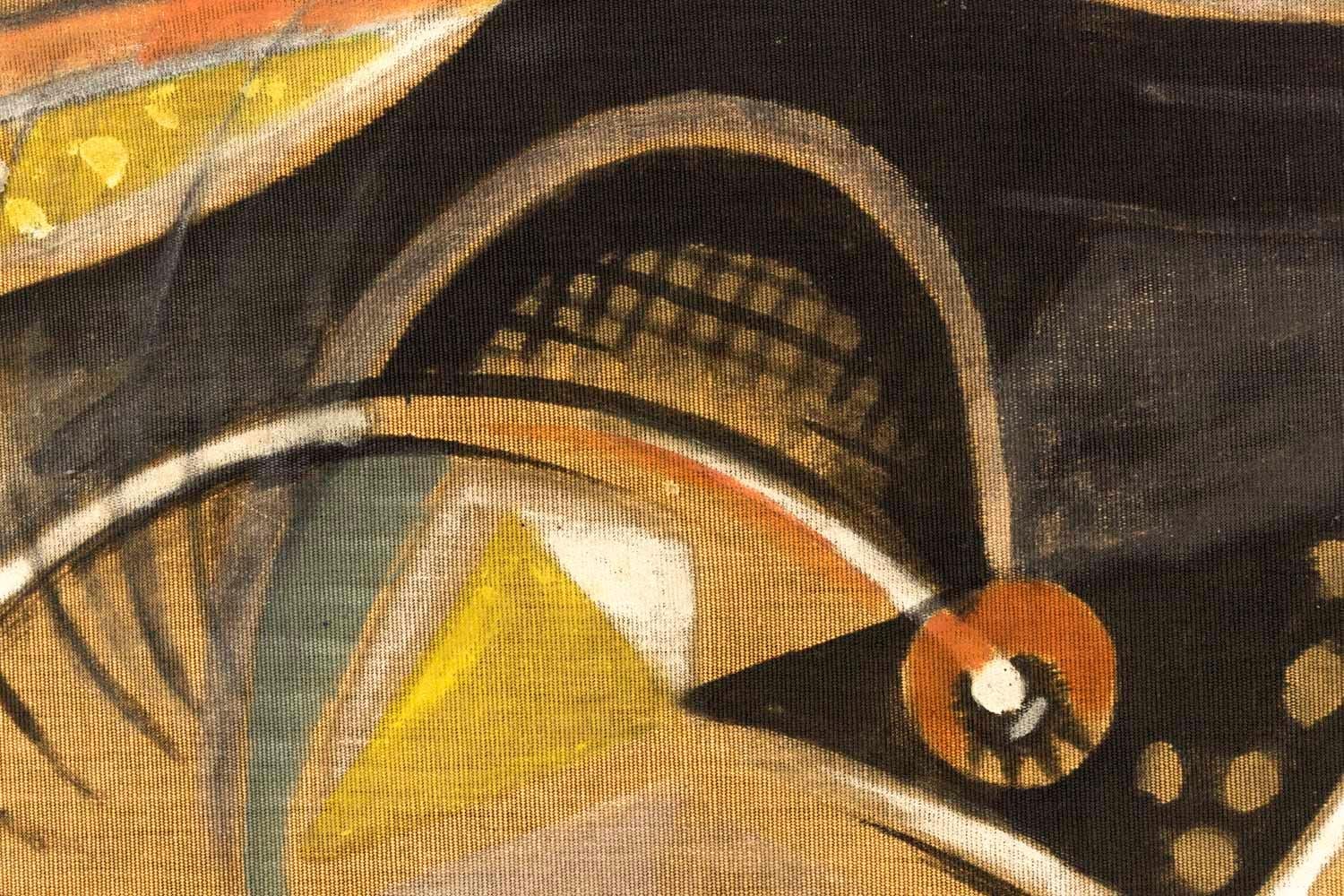 Hand-Painted Bocian, Abstract Composition, Mixed Technique on Canvas, 1949