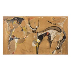 Bocian, Abstract Composition, Mixed Technique on Canvas, 1949