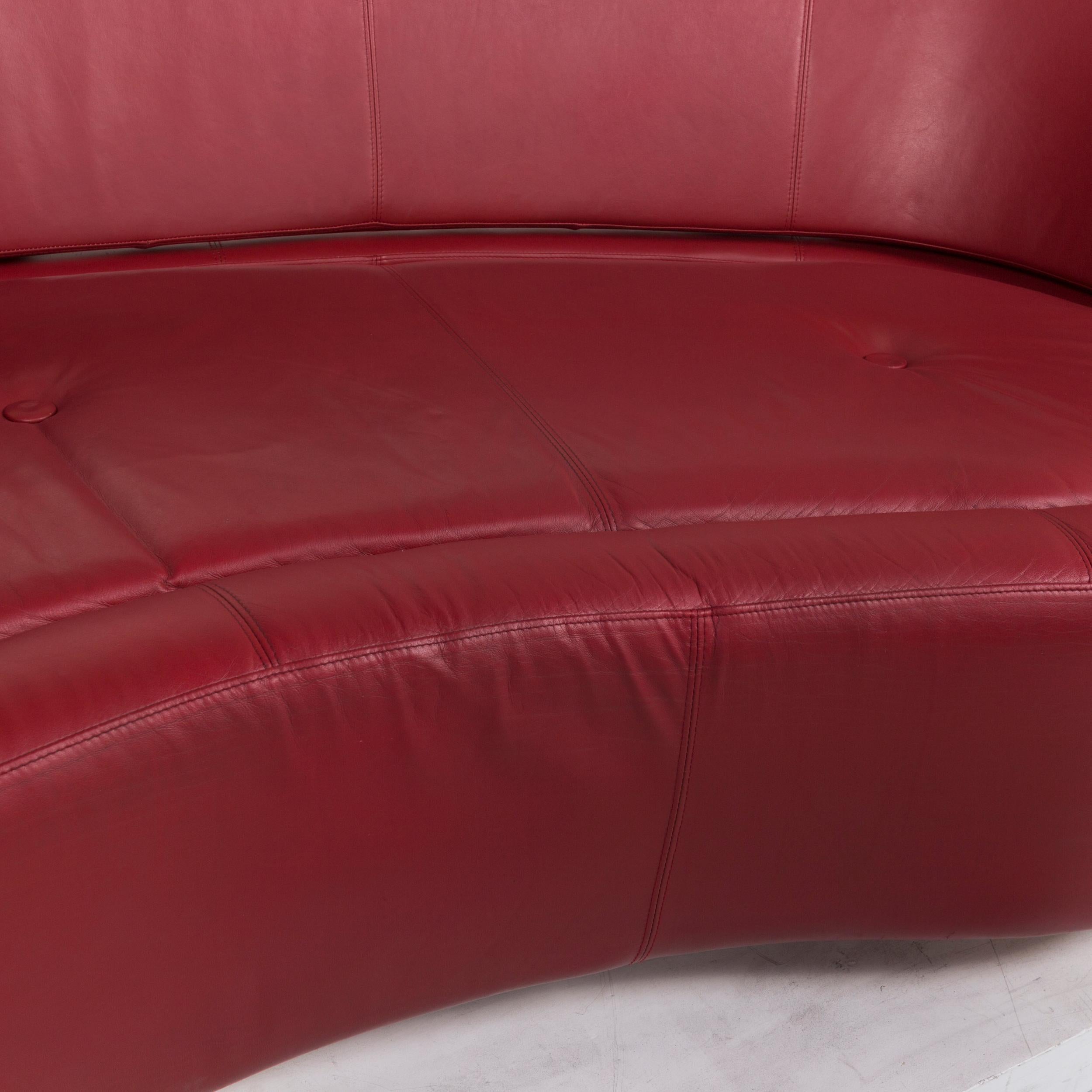 Modern Boconcept Alpha Leather Sofa Red Two-Seat For Sale